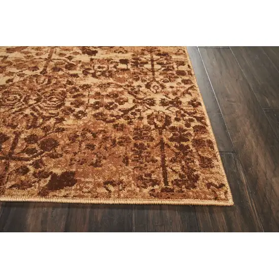 Latte And Red Floral Distressed Non Skid Area Rug Photo 8