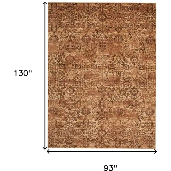 Latte And Red Floral Distressed Non Skid Area Rug Photo 3