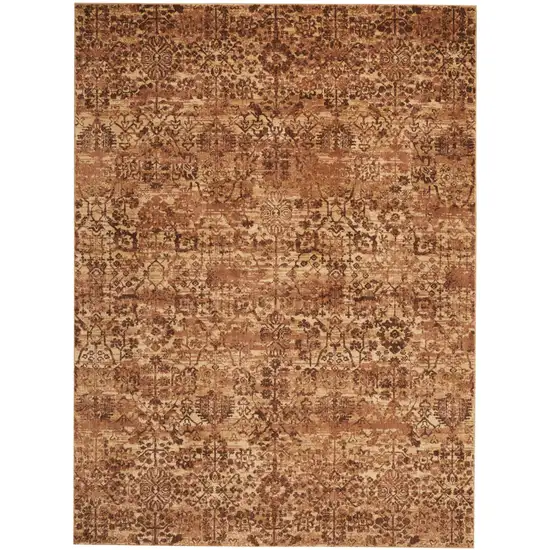 Latte And Red Floral Distressed Non Skid Area Rug Photo 3