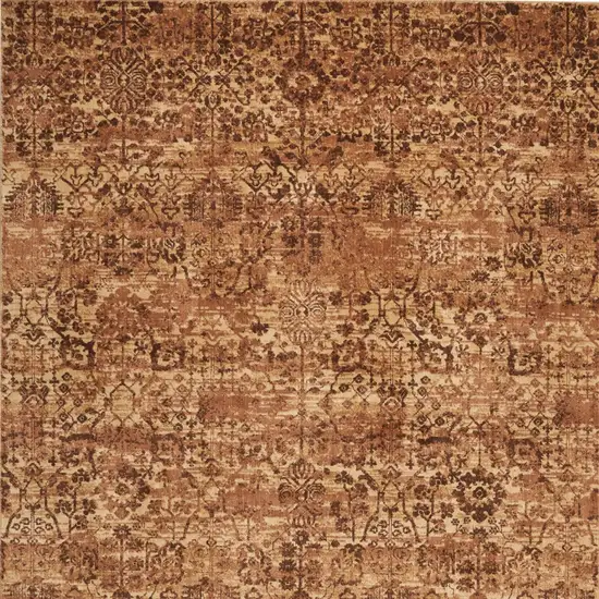 Latte And Red Floral Distressed Non Skid Area Rug Photo 7