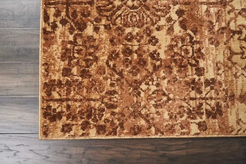 Latte And Red Floral Distressed Non Skid Area Rug Photo 9