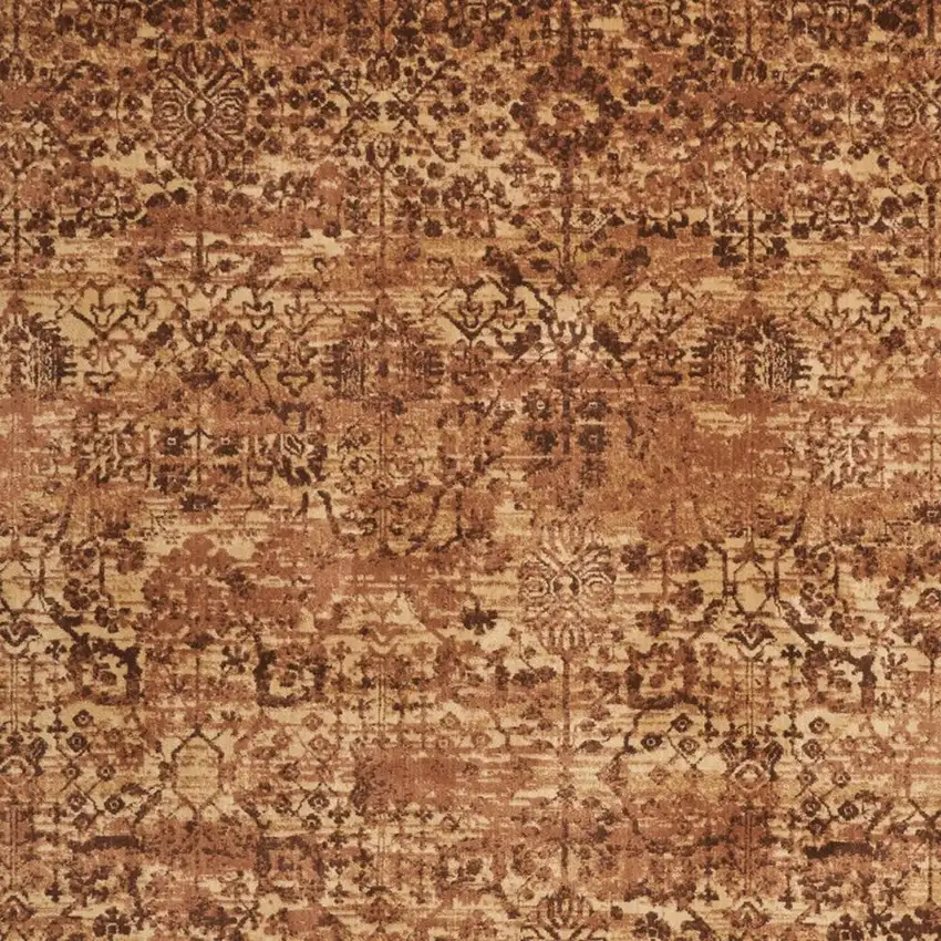 Latte And Red Floral Distressed Non Skid Area Rug Photo 2