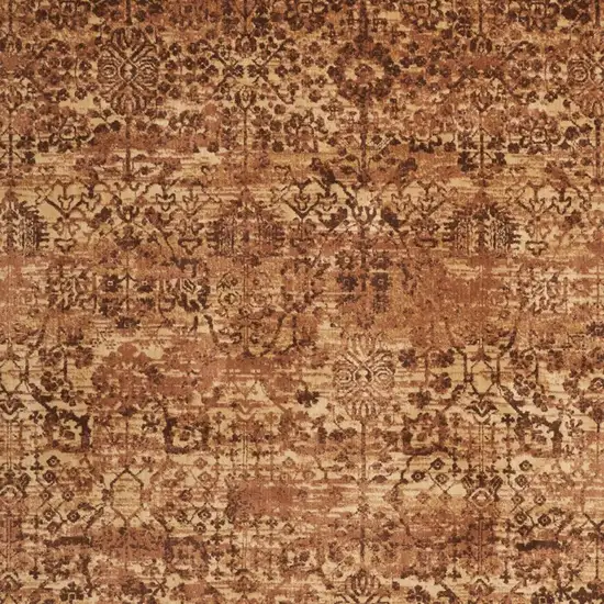 Latte And Red Floral Distressed Non Skid Area Rug Photo 2