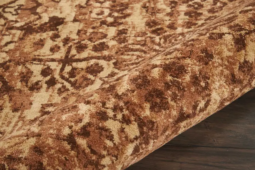 Latte And Red Floral Distressed Non Skid Area Rug Photo 9