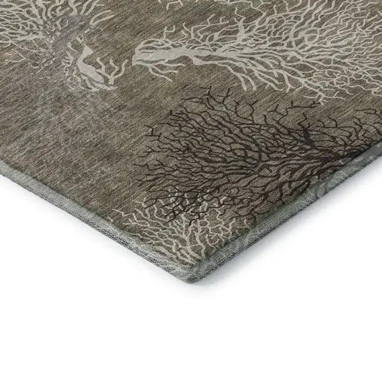 Latte Ivory And Gray Geometric Washable Area Rug With UV Protection Photo 7