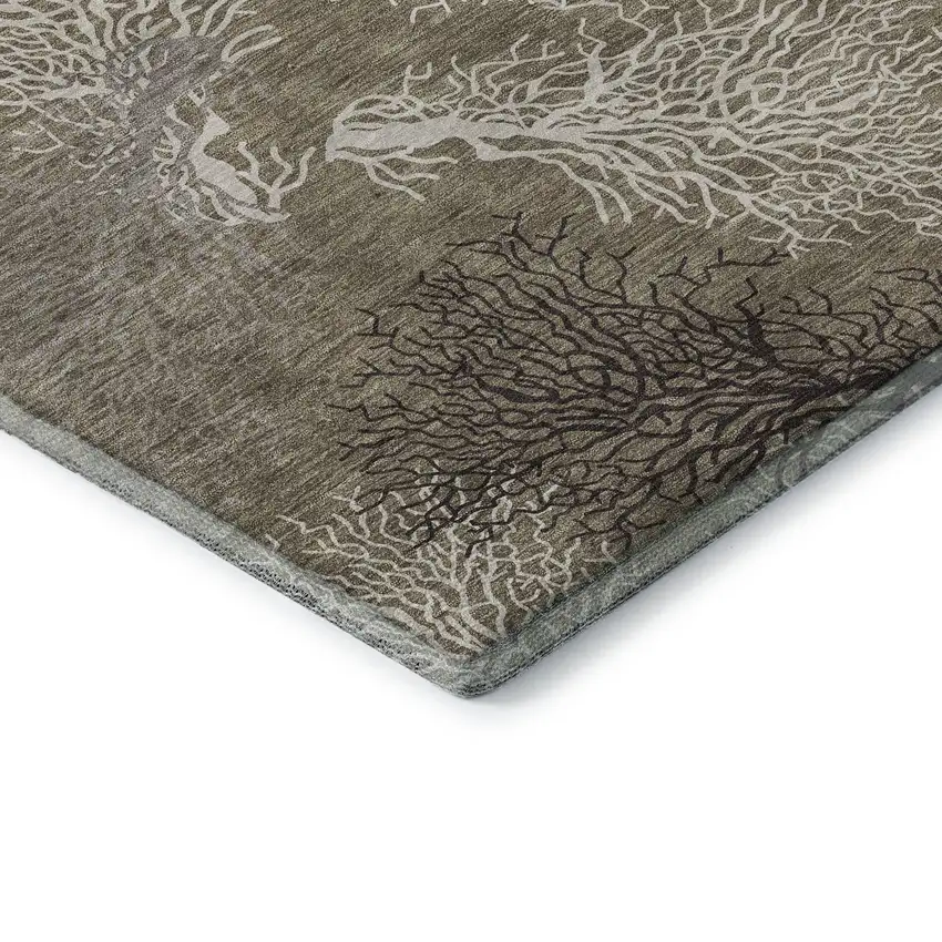 Latte Ivory And Gray Geometric Washable Area Rug With UV Protection Photo 7