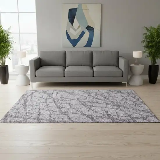 Lavender And Beige Abstract Washable Area Rug With UV Protection Photo 2