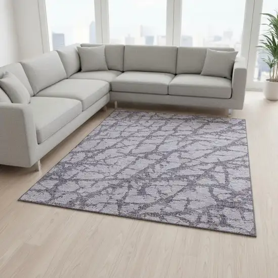 Lavender And Beige Abstract Washable Area Rug With UV Protection Photo 2