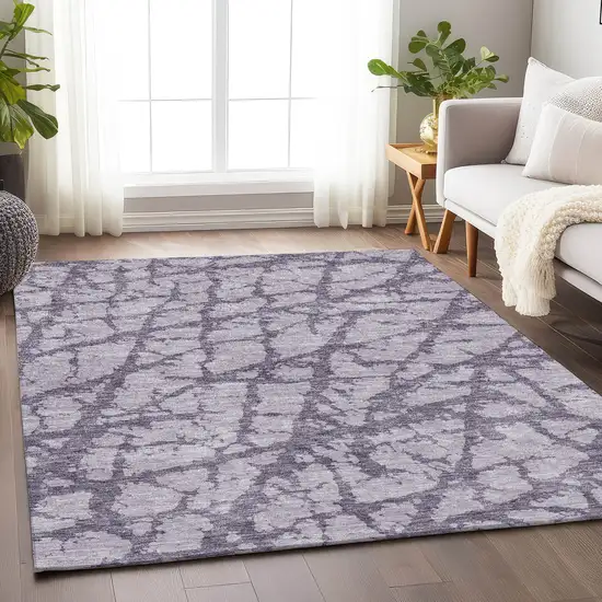 Lavender And Beige Abstract Washable Area Rug With UV Protection Photo 4