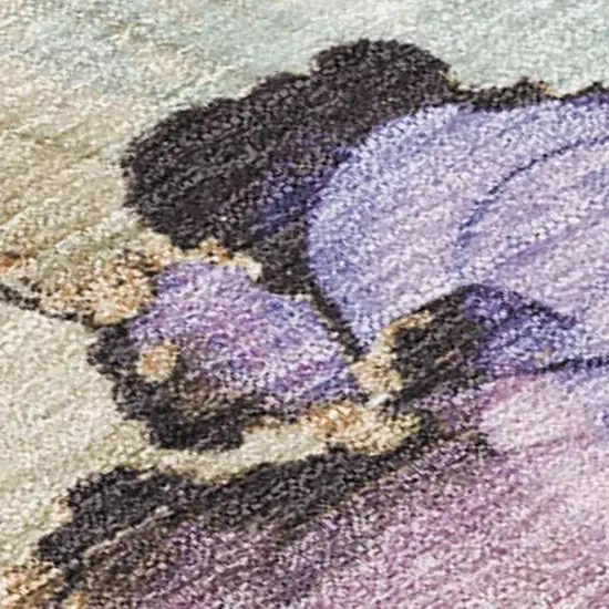 Lavender And Beige Abstract Washable Indoor Outdoor Area Rug Photo 3