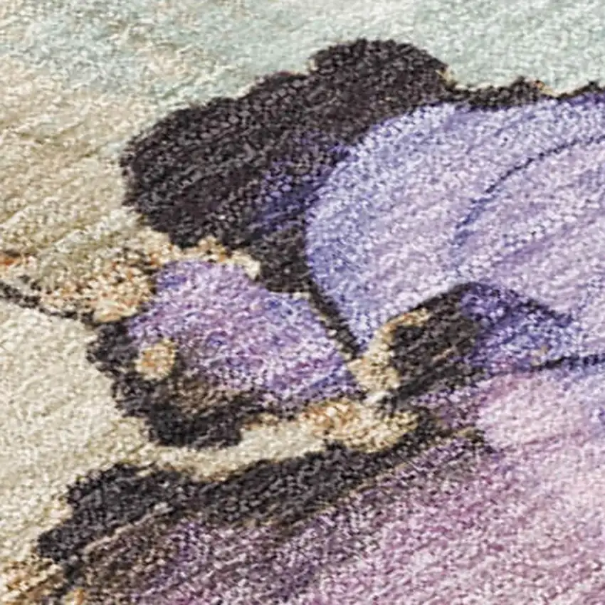 Lavender And Beige Abstract Washable Indoor Outdoor Area Rug Photo 3