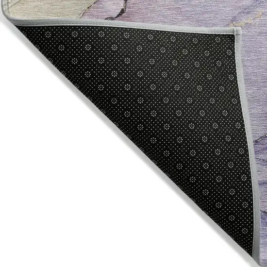 Lavender And Beige Abstract Washable Indoor Outdoor Area Rug Photo 9