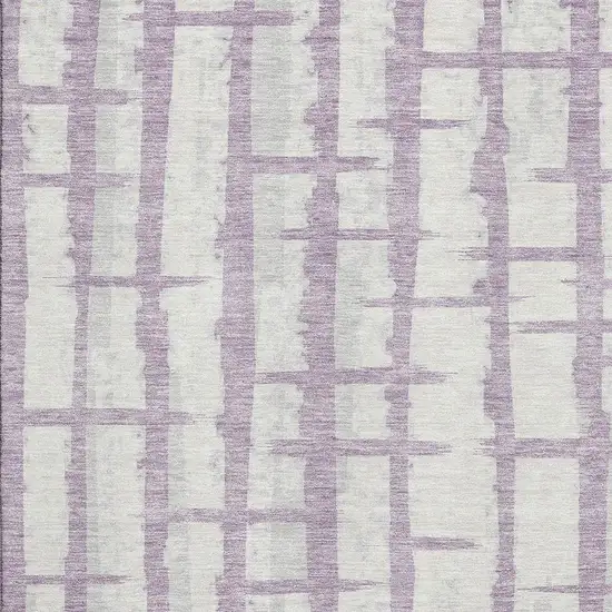 Lavender And Beige Striped Washable Area Rug With UV Protection Photo 3