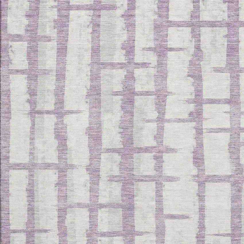 Lavender And Beige Striped Washable Area Rug With UV Protection Photo 3