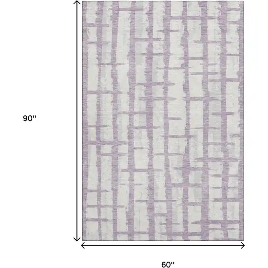 Lavender And Beige Striped Washable Area Rug With UV Protection Photo 9