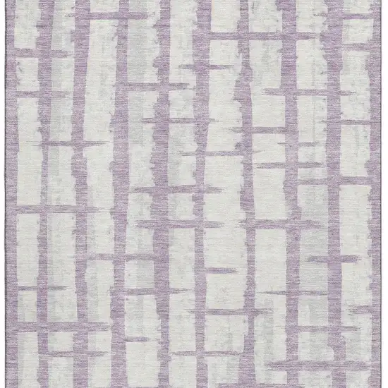 Lavender And Beige Striped Washable Area Rug With UV Protection Photo 3