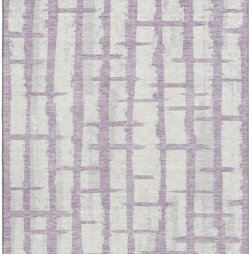 Lavender And Beige Striped Washable Area Rug With UV Protection Photo 3