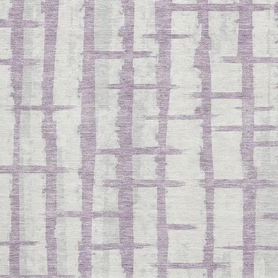 Lavender And Beige Striped Washable Area Rug With UV Protection Photo 3