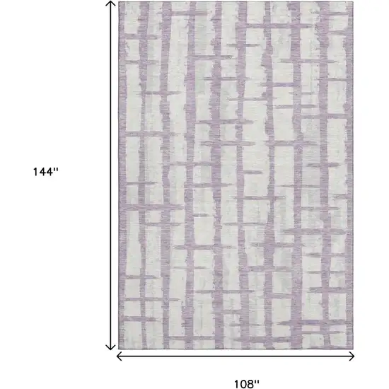 Lavender And Beige Striped Washable Area Rug With UV Protection Photo 9