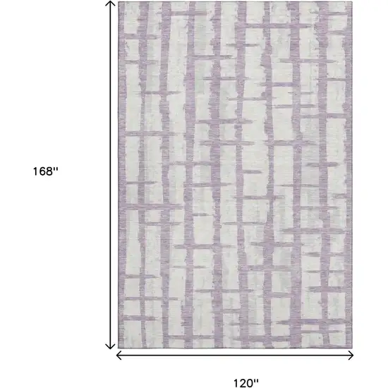 Lavender And Beige Striped Washable Area Rug With UV Protection Photo 9