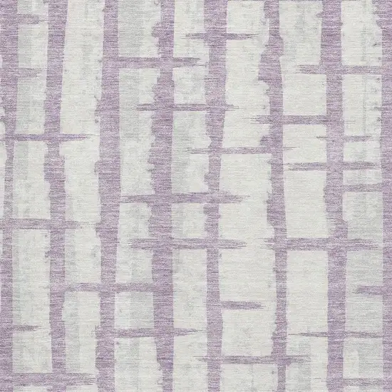 Lavender And Beige Striped Washable Area Rug With UV Protection Photo 3