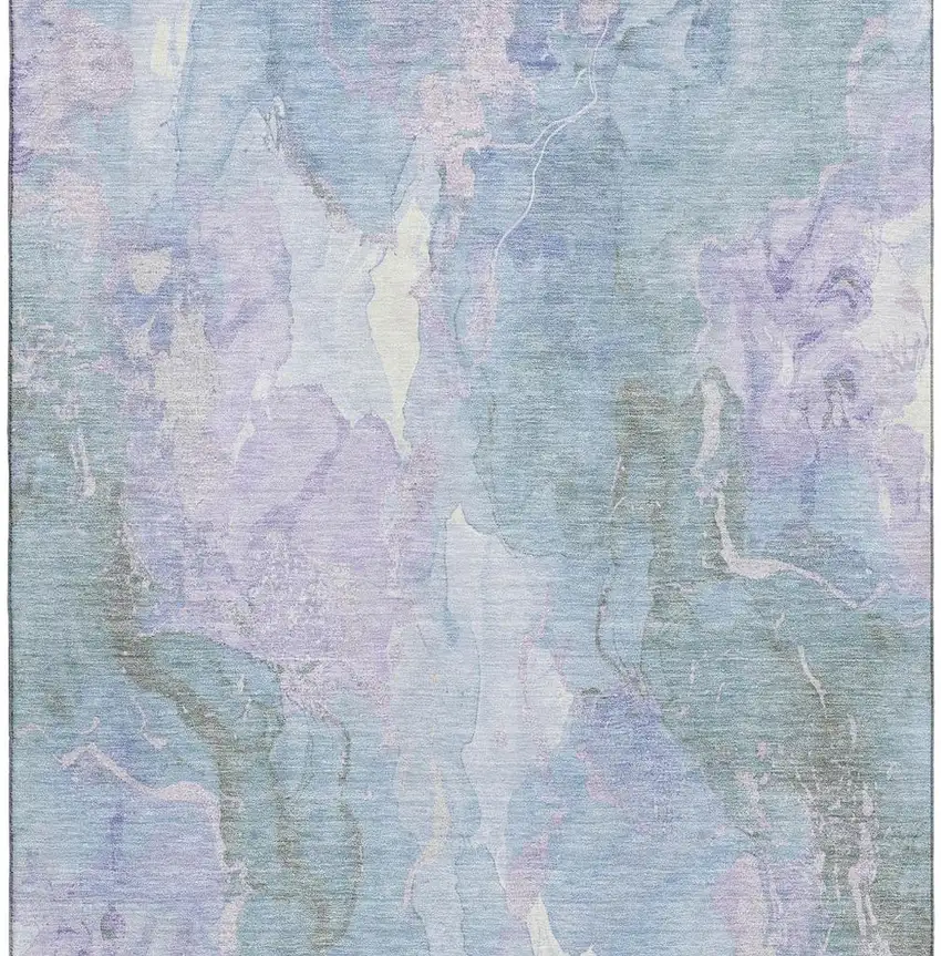 Lavender And Blue Abstract Washable Area Rug With UV Protection Photo 3