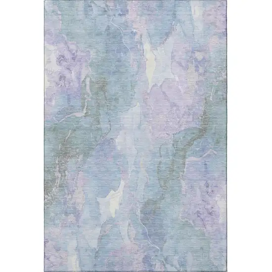 Lavender And Blue Abstract Washable Area Rug With UV Protection Photo 3