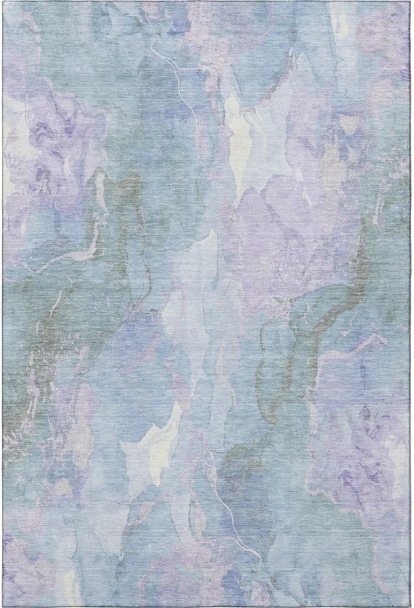 Lavender And Blue Abstract Washable Area Rug With UV Protection Photo 3
