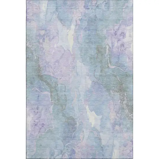 Lavender And Blue Abstract Washable Area Rug With UV Protection Photo 1