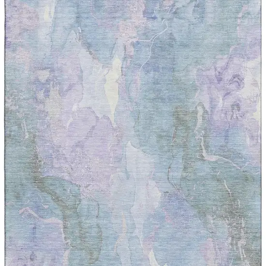 Lavender And Blue Abstract Washable Area Rug With UV Protection Photo 3