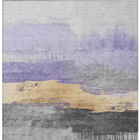 Lavender And Charcoal Abstract Washable Indoor Outdoor Area Rug Photo 4