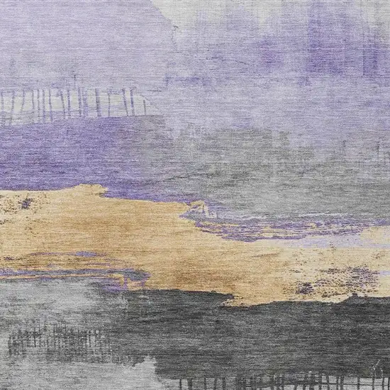 Lavender And Charcoal Abstract Washable Indoor Outdoor Area Rug Photo 3