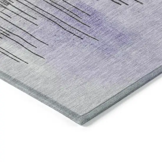 Lavender And Charcoal Abstract Washable Indoor Outdoor Area Rug Photo 9