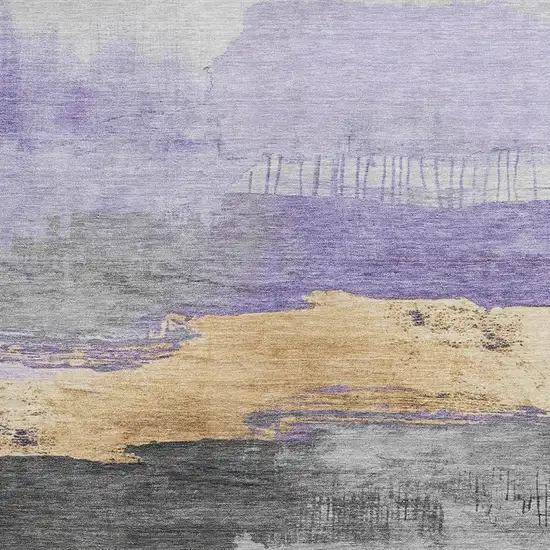 Lavender And Charcoal Abstract Washable Indoor Outdoor Area Rug Photo 3
