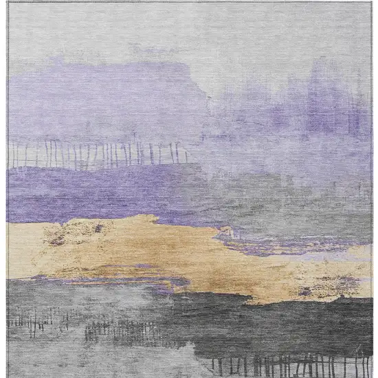 Lavender And Charcoal Abstract Washable Indoor Outdoor Area Rug Photo 8