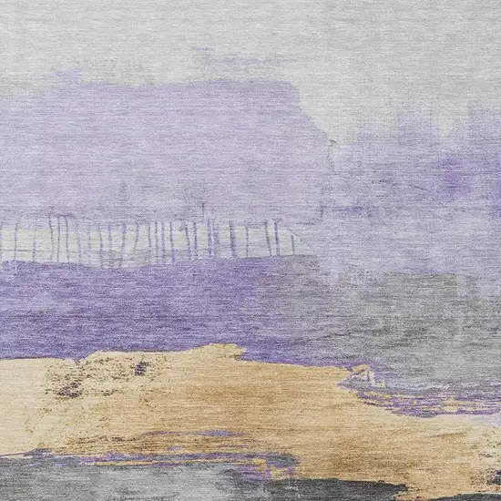 Lavender And Charcoal Abstract Washable Indoor Outdoor Area Rug Photo 3