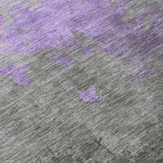 Lavender And Charcoal Abstract Washable Indoor Outdoor Area Rug Photo 8