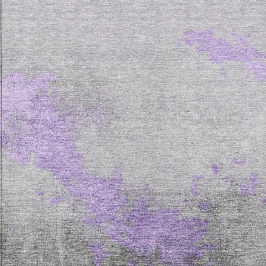 Lavender And Charcoal Abstract Washable Indoor Outdoor Area Rug Photo 4