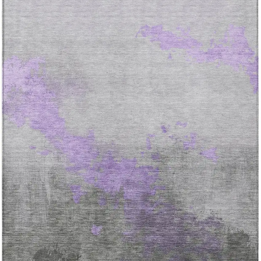 Lavender And Charcoal Abstract Washable Indoor Outdoor Area Rug Photo 4