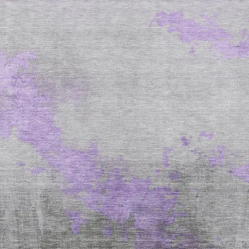 Lavender And Charcoal Abstract Washable Indoor Outdoor Area Rug Photo 6