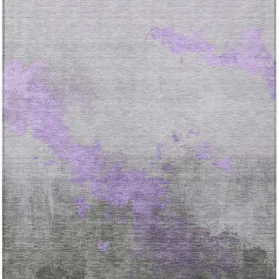 Lavender And Charcoal Abstract Washable Indoor Outdoor Area Rug Photo 9