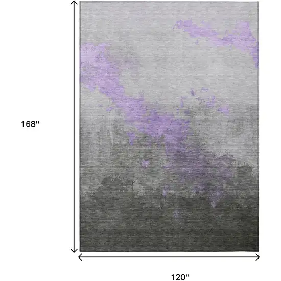 Lavender And Charcoal Abstract Washable Indoor Outdoor Area Rug Photo 9