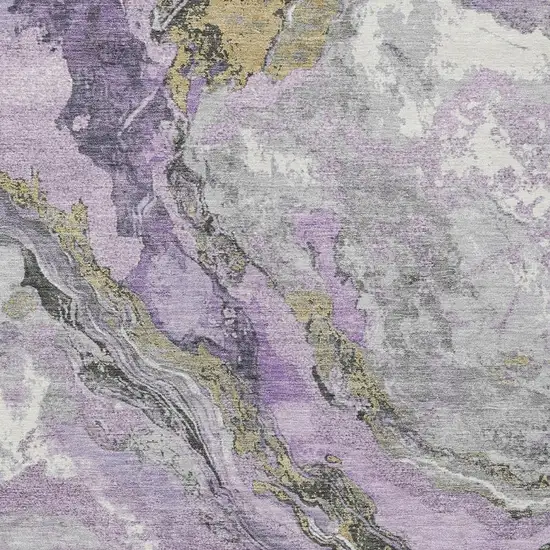 Lavender And Charcoal Abstract Washable Indoor Outdoor Area Rug Photo 3