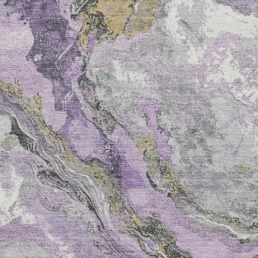 Lavender And Charcoal Abstract Washable Indoor Outdoor Area Rug Photo 3