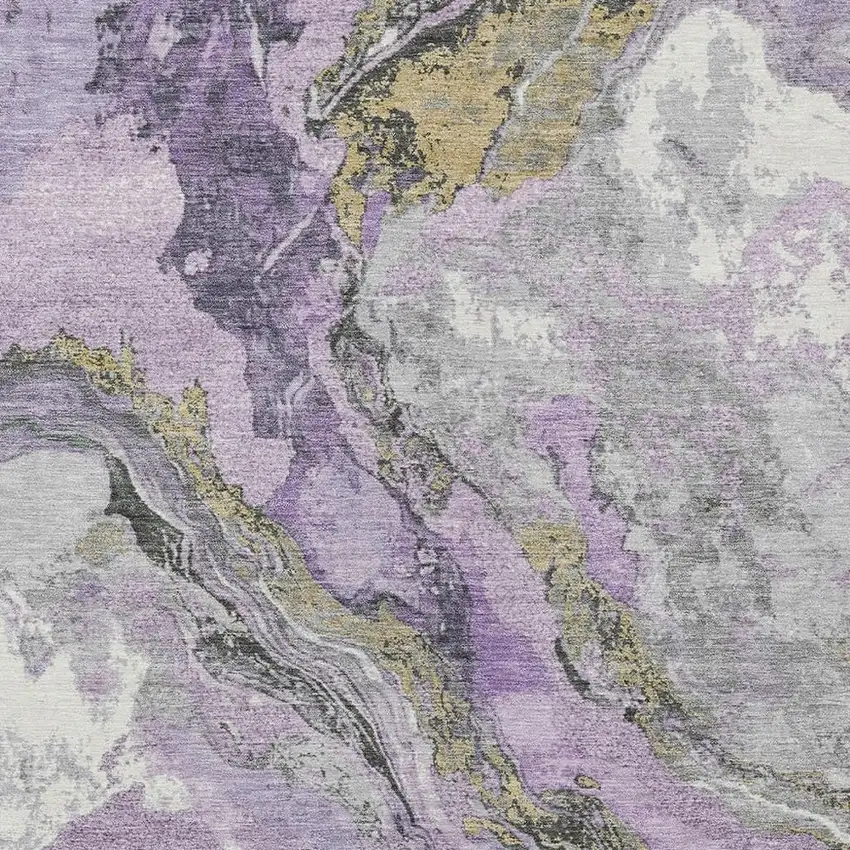 Lavender And Charcoal Abstract Washable Indoor Outdoor Area Rug Photo 3