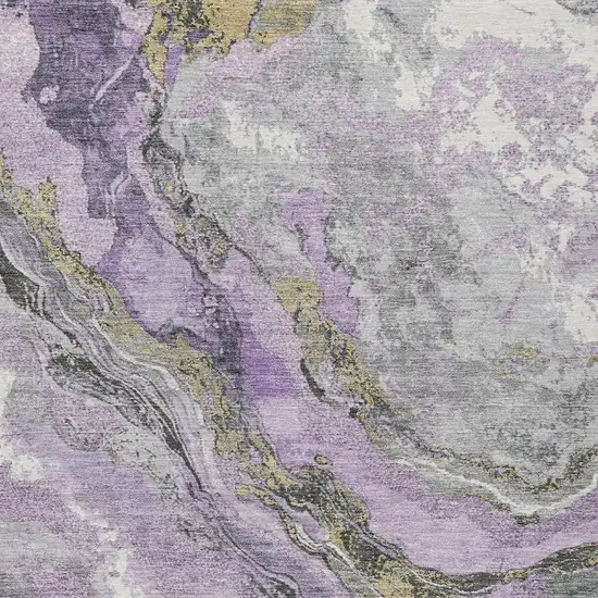 Lavender And Charcoal Abstract Washable Indoor Outdoor Area Rug Photo 3