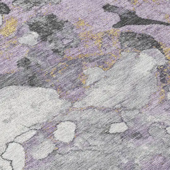 Lavender And Charcoal Abstract Washable Indoor Outdoor Area Rug Photo 1
