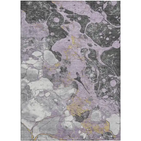 Lavender And Charcoal Abstract Washable Indoor Outdoor Area Rug Photo 8