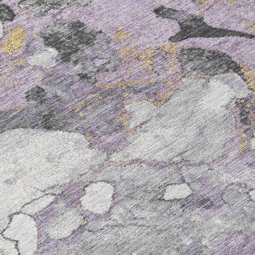 Lavender And Charcoal Abstract Washable Indoor Outdoor Area Rug Photo 1