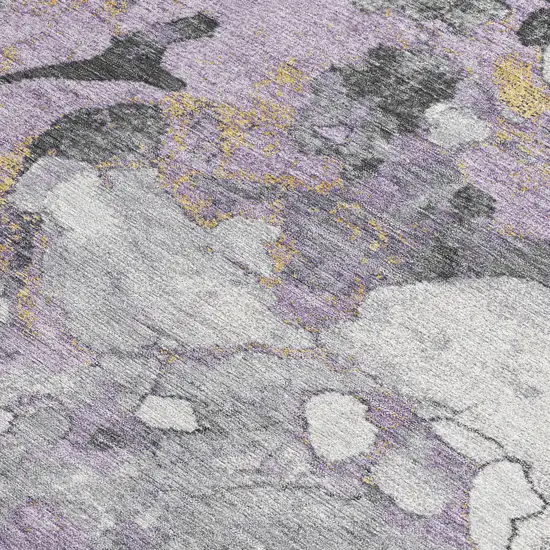 Lavender And Charcoal Abstract Washable Indoor Outdoor Area Rug Photo 4